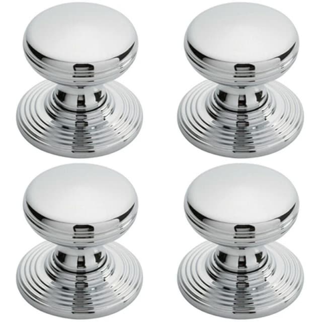 Loops 4x Smooth Ringed Cupboard Door Knob 28mm Dia Polished Chrome Cabinet Handle Multi unisex
