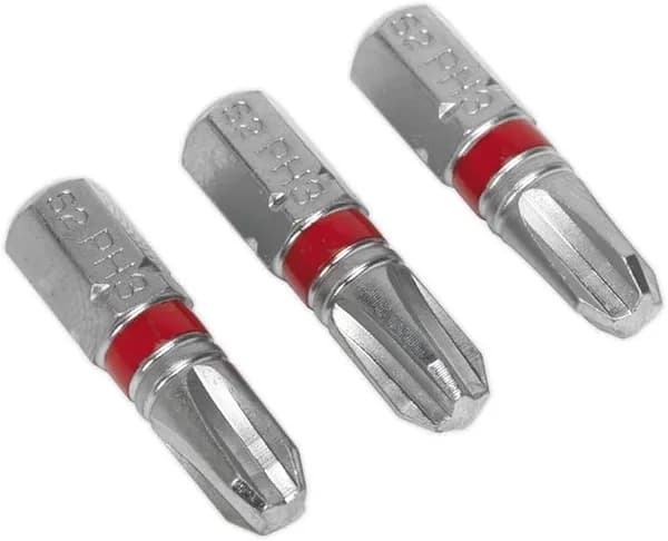 Sealey AK210503 Power Tool Bits Phillips #3 Colour-Coded S2 25mm 3pc