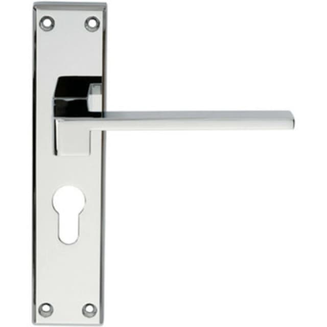 Loops PAIR Flat Straight Lever on Euro Backplate Handle 180 x 40mm Polished Chrome Multi