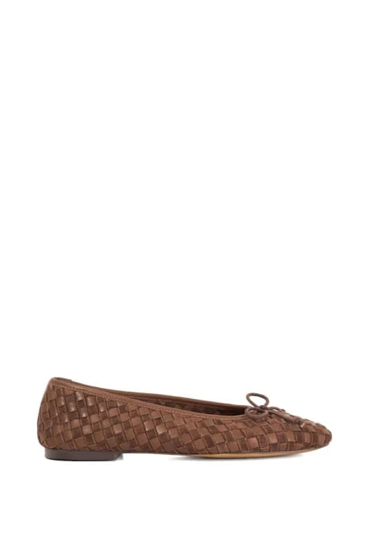 Dune London Womens 'Heat' Leather Ballet Pumps in Brown Size: 8 Brown Female 8