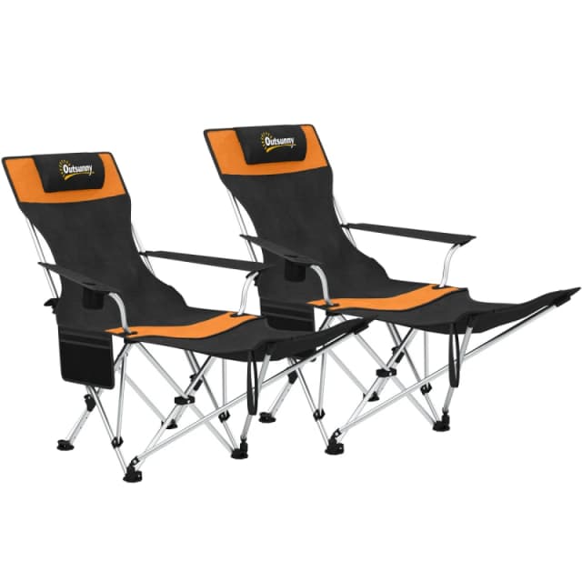 Outsunny Outsunny Set of 2 Reclining Camping Chairs, Orange and Black