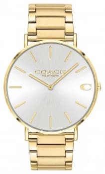 Coach Mens Charles Gold PVD Bracelet Silver Dial Watch