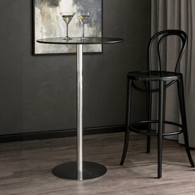 Premier Housewares Black Tempered Glass Bar Table Black