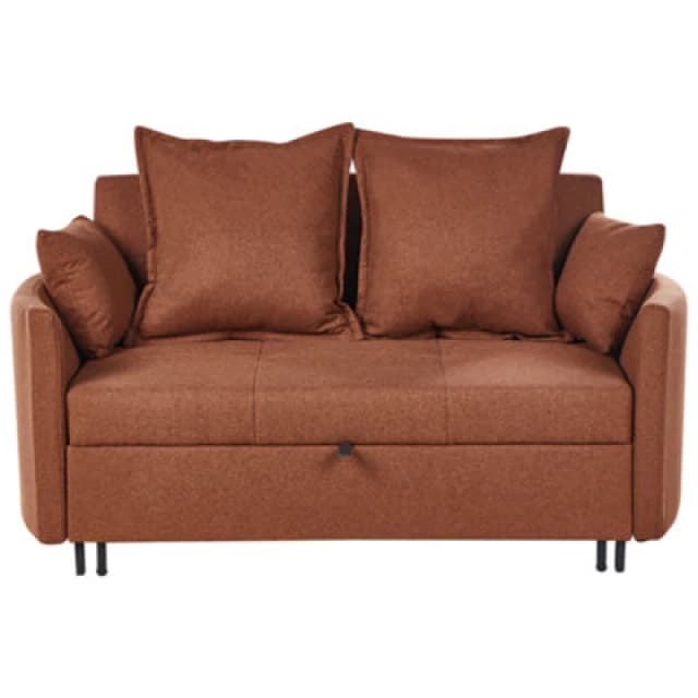 Beliani Sofa Bed 2 Seater Hovin Fabric Golden Brown