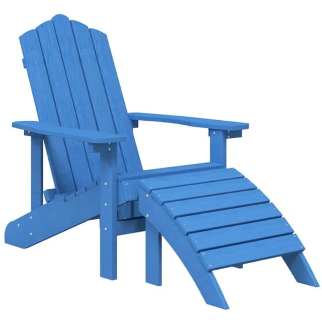 VIDAXL Garden Adirondack Chair with Footstool hdpe Aqua Blue Vidaxl 8720286816684