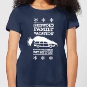 National Lampoon Griswold Vacation Ugly Knit Womens Christmas T-Shirt - Navy - L