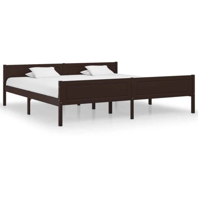 VIDAXL Bed Frame without Mattress Solid Pinewood Dark Brown 200x200cm Vidaxl 8720286364345