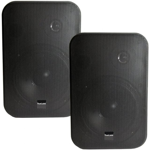 Loops 2x 6.5" 200W Moisture Resistant Stereo Loud Speakers 8Ohm Black Wall Mounted Black unisex