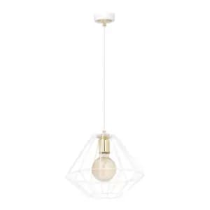 Alteo White Wire Frame Pendant Ceiling Light 1x E27