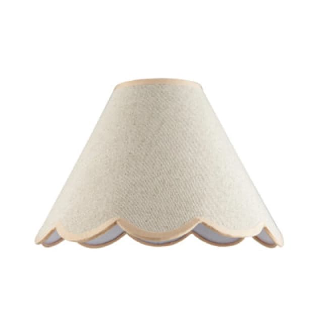 Happy Homewares Scallop Edge Natural Textured Linen Coolie Lamp Shade With Pink Trims