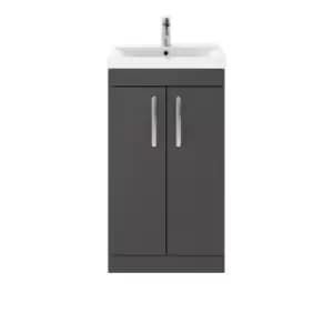 Nuie Athena 500 Floor Standing 2-door Vanity & Mid-edge Basin - Gloss Grey