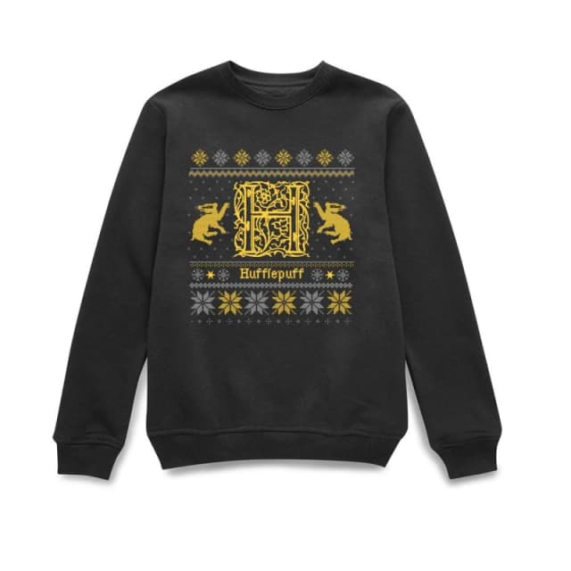 Harry Potter Hufflepuff Christmas Christmas Jumper - Black - S