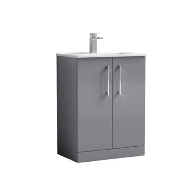 nuie Arno 600mm Floor Standing 2 Door Vanity & Basin 2 - Satin Grey ARN2203B