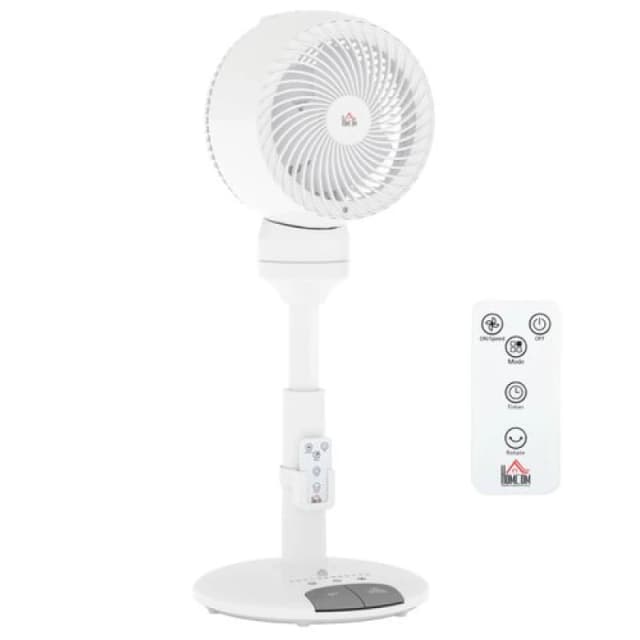 HOMCOM 9" Height Adjustable Air Circulator Fan 70° Oscillating 9 Setting White