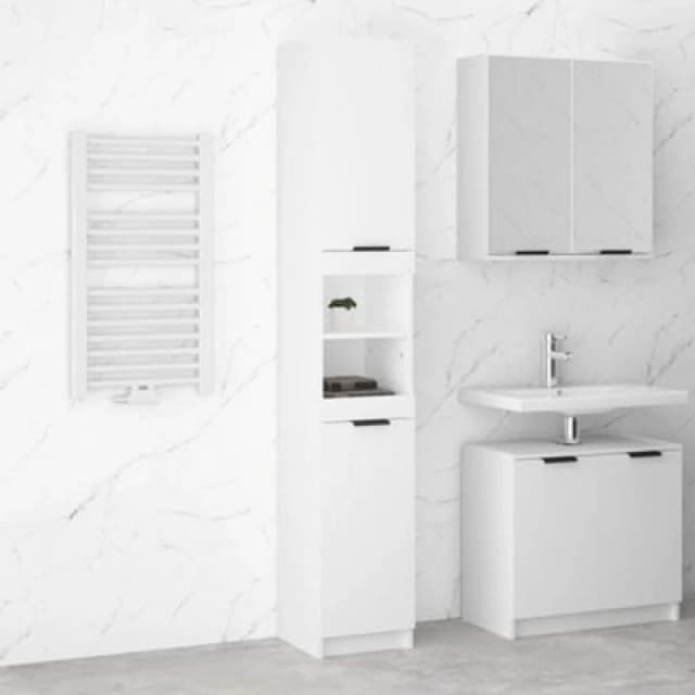 Vidaxl Bathroom Cabinet White 32X34X188.5cm Engineered Wood, White 811322