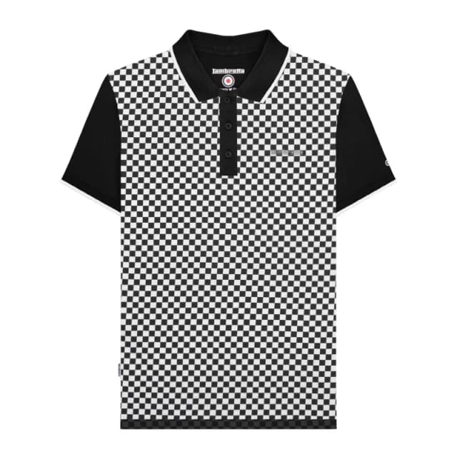 Lambretta Lambretta Men SS25 Two Tone Big & Tall Polo Shirt in Black Size: 3X-Large Black XXXL Male 5063703794916