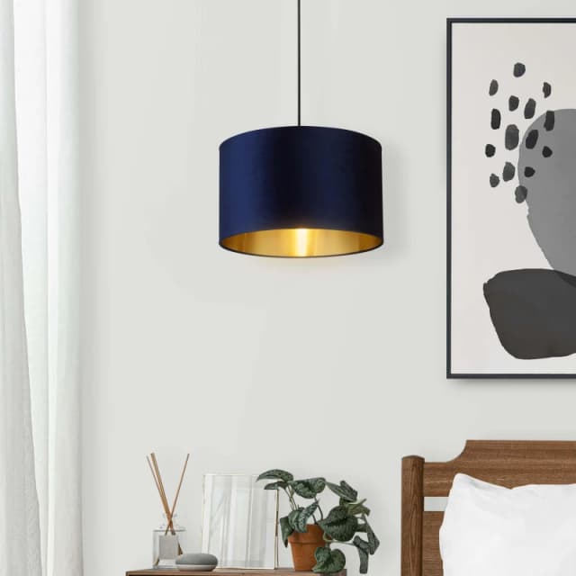 Lighting Collection Velvet Drum Shade Navy unisex 30cm