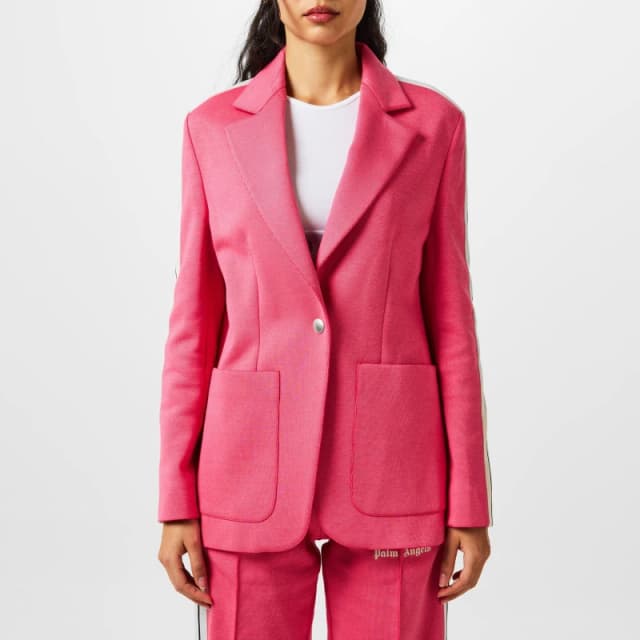 Palm Angels Womens Track Button Long Sleeve Blazer Fuchsia/White female 6 (2XS)