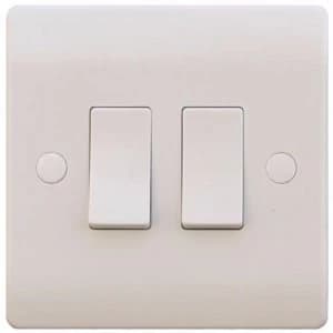 ESR Sline 10A White 2G Twin 2 Way 230V Electric Wall Plate Switch