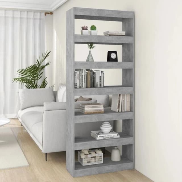 VIDAXL Book Cabinet/Room Divider Concrete Grey 80x30x198cm Engineered Wood vidaXL 8720286843642