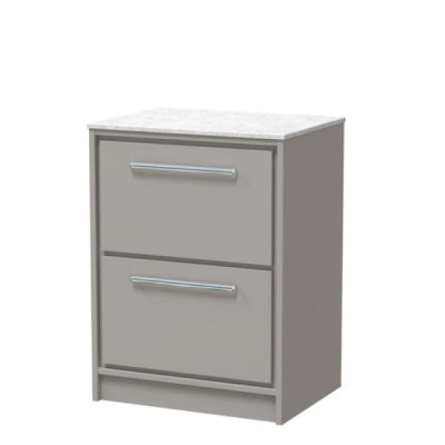Balterley 600mm Floor Standing 2-Drawer Vanity with Marble Worktop - Pebble Grey Grey Unisex
