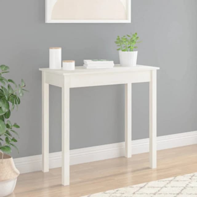 vidaXL Console Table White 80x40x75cm Solid Wood Pine, White 814245