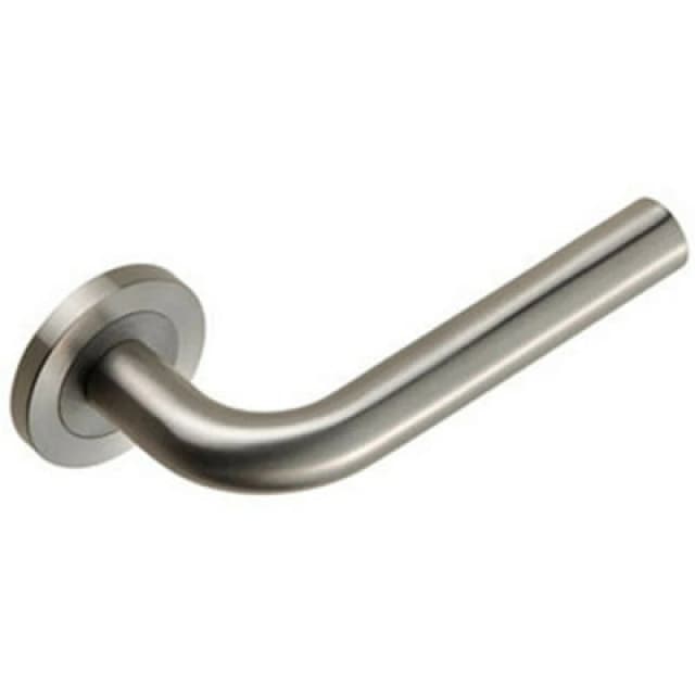 Loops PAIR Straight Round Bar Handle on Round Rose Concealed Fix Satin Steel Metallics