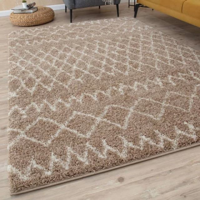 THE RUGS Soft Tangier Shaggy Rugs & Runners Beige & Ivory Living Room Size: 200cm x 290cm Beige Unisex 200cm x 290 cm