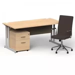 Impulse 1600800 Silver Cant Desk Maple 2 Dr Mobile Ped & Ezra