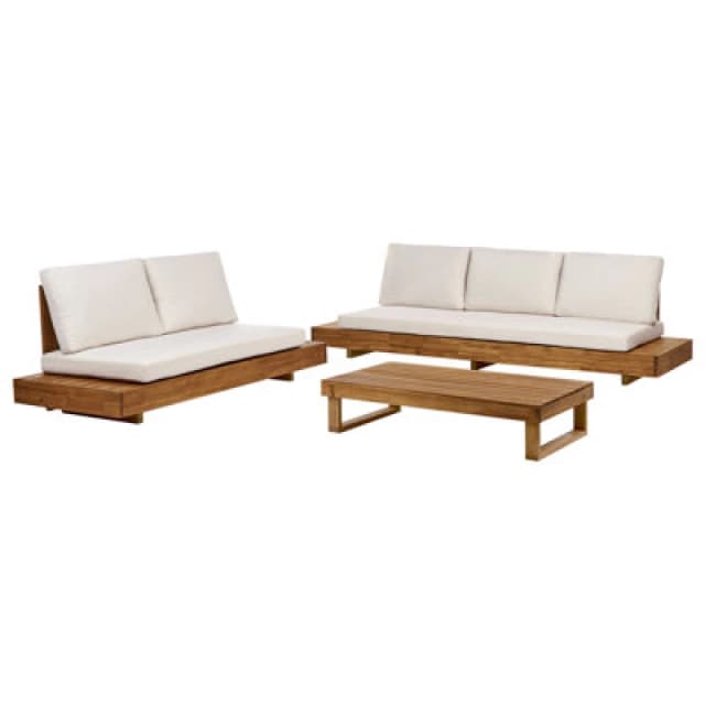 Beliani Garden Lounge Set With Table 5 Seater Marettimo Certified Acacia Wood Brown