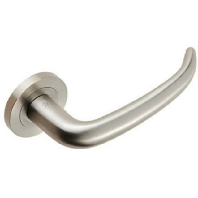 Loops PAIR Slim Rounded Inward Curved Lever on Round Rose Concealed Fix Satin Steel Metallics
