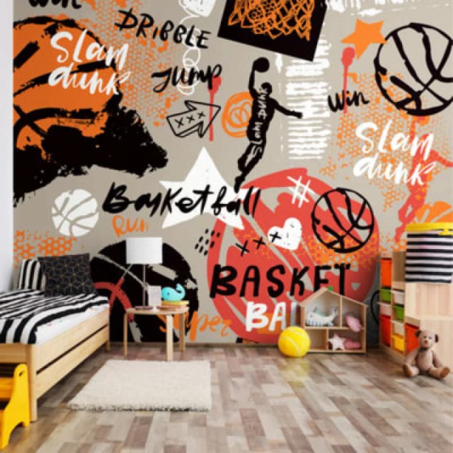 Origin Murals Graffiti Basketball Orange Paste The Wall Mural 350Cm Wide X 280M High