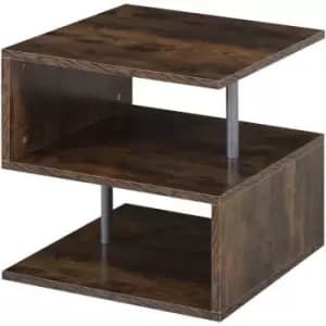 S-Shaped Coffee Table Home Living Room Furniture Side Storage Brown - Homcom