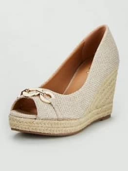 Wallis Circle Trim Peeptoe Espadrille Wedge - Natural, Size 6, Women