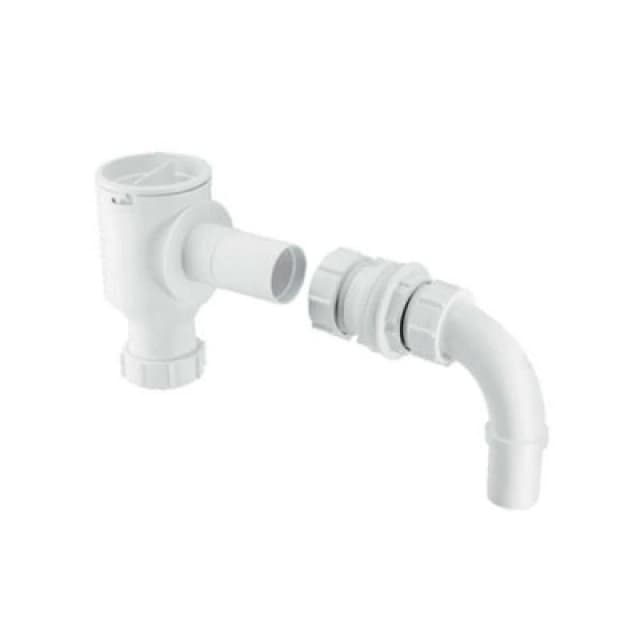 McAlpine R40E 1.25" Complete Screened Tank Overflow Connector - Extended White