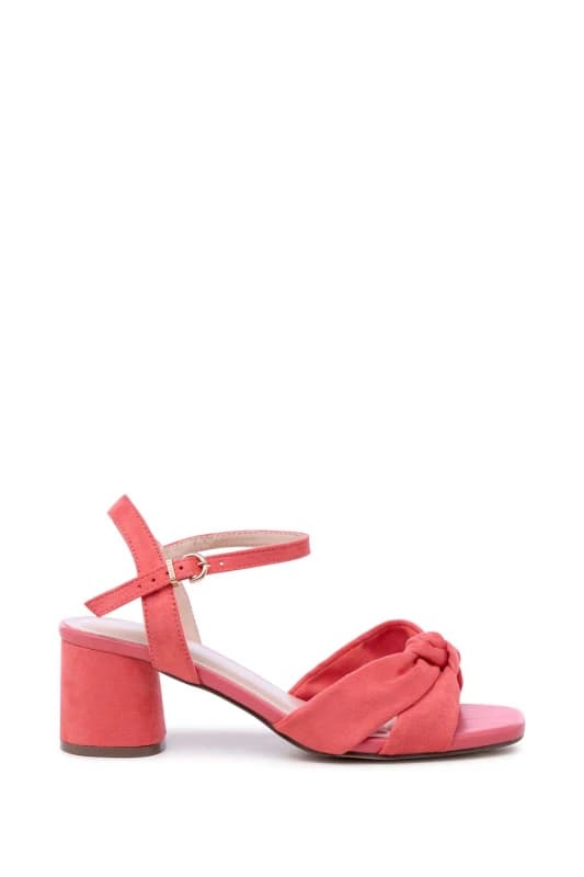 Paradox London Womens 'Nalani' Wide Fit Block Heel Sandal in Coral Size: 4E Coral Female 4E