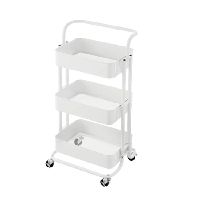 House of Home 3 Tier Storage Cart On Wheels Home Kitchen Office Bath-Bedroom Organiser Pink White