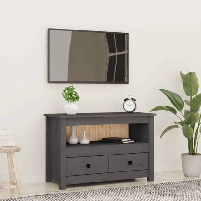 vidaXL TV Cabinet Grey 79x35x52cm Solid Wood Pine, Grey 821499