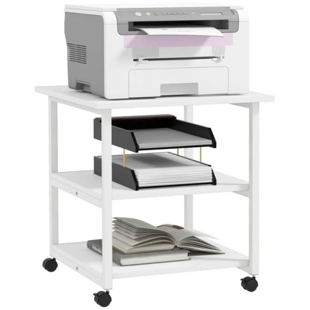 HOMCOM Mobile Printer Stand With Storage, Black 924-090V00BK
