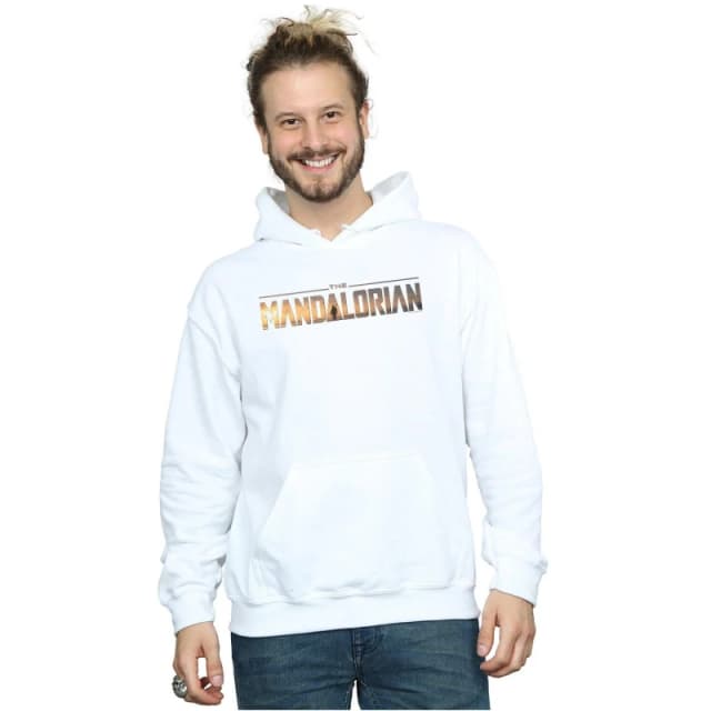 Star Wars Star Wars Men The Mandalorian Series Logo Hoodie in White Size: Small White S Male 5059400131215