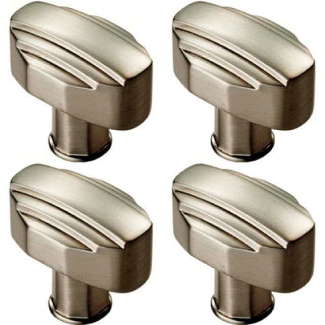 Loops 4x Square Cabinet Door Knob Geometric Design 30 x 20mm Satin Nickel Metallics unisex