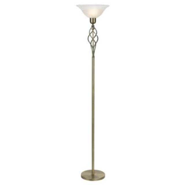 Happy Homewares Classic Knot Twist Floor Lamp Uplighter In Antique Brass