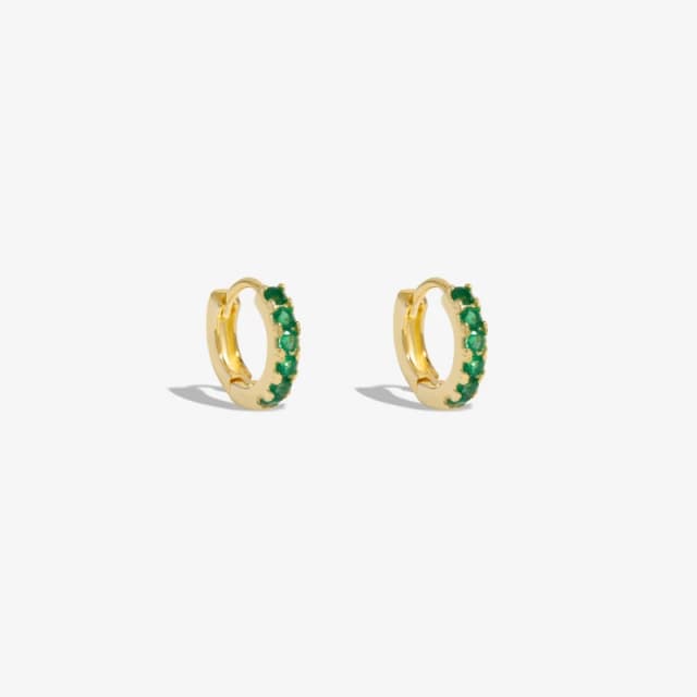 Inicio Gold Green Huggie Hoop Earrings - Gift Pouch Jewellery Sets One Size Gold 70974910000
