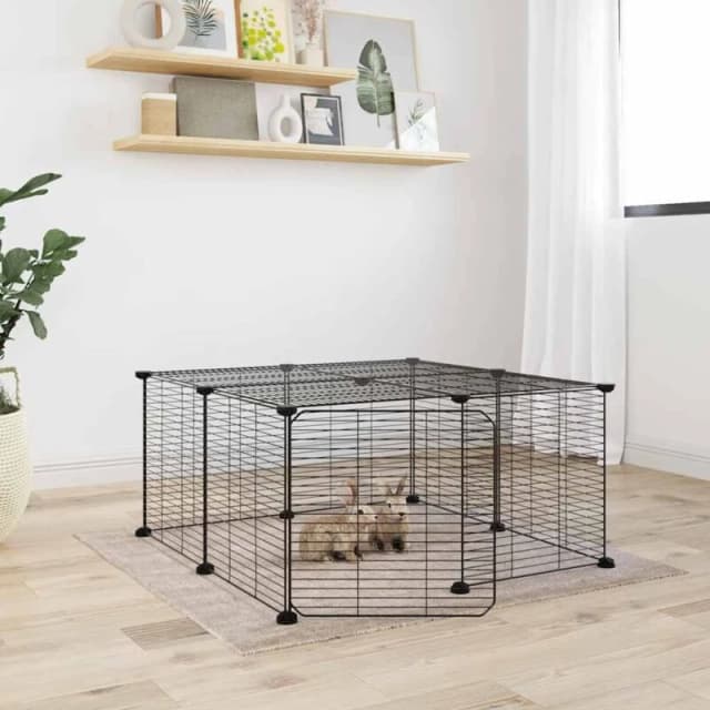 VIDAXL 12-Panel Pet Cage with Door Black 35x35cm Steel vidaXL 8720287190875