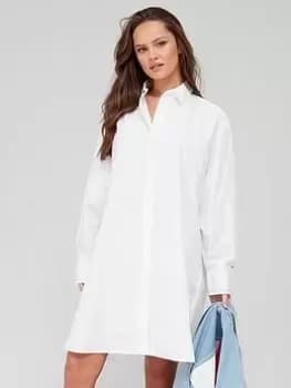 Tommy Hilfiger Solid Knee Shirt Dress - White, Size 36, Women