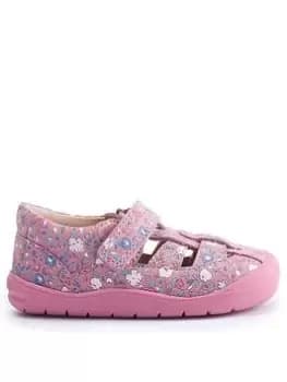 Start-rite X Jojo Maman Bébé Bestie Pink Floral Nubuck Leather Riptape First Sandals/shoes - Pink Floral, Size 3.5 Younger