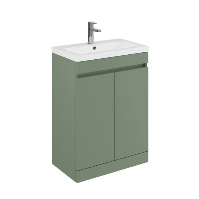 Balterley 600mm Floor Standing 2 Door Unit with Polymarble Basin - Green Green Unisex