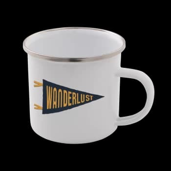 Wanderlust Enamel Mug - White