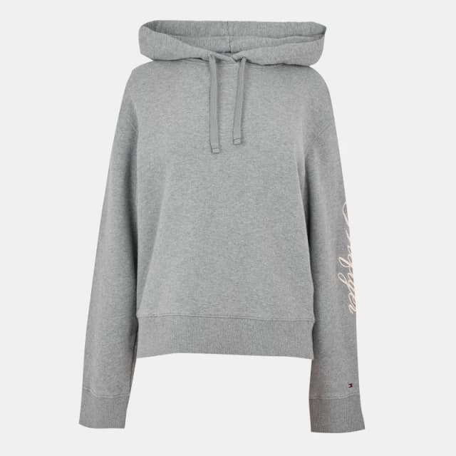 Tommy Hilfiger Womens Script Hoodie Med Grey Heath female 10 (S)