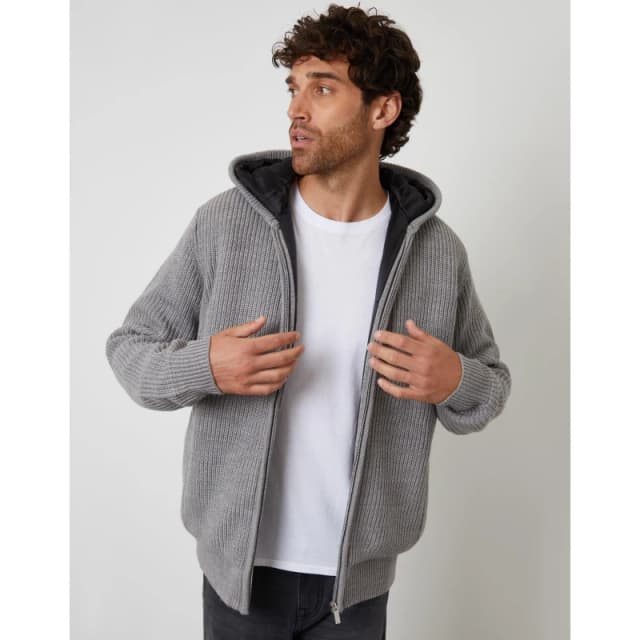 Threadbare Mens TB Haydock Zip Hoodie Grey Marl male Small